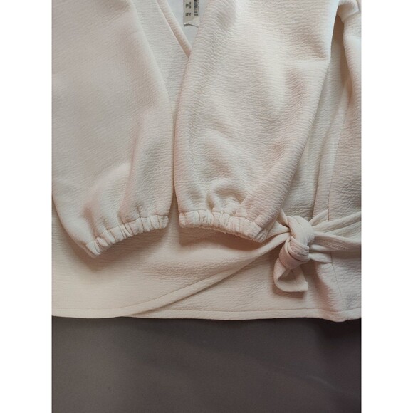Women's Madewell Texture and Thread Long Sleeve Crepe Wrap Top XS Cream - Picture 5 of 7